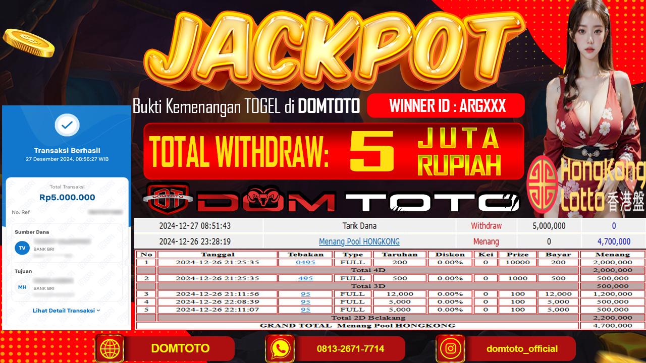 JACKPOT TOGEL HONGKONG 4D 26 DESEMBER 2024